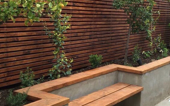 Grey Block Rendered Finish - Raised Garden Bed and Built-In Seat